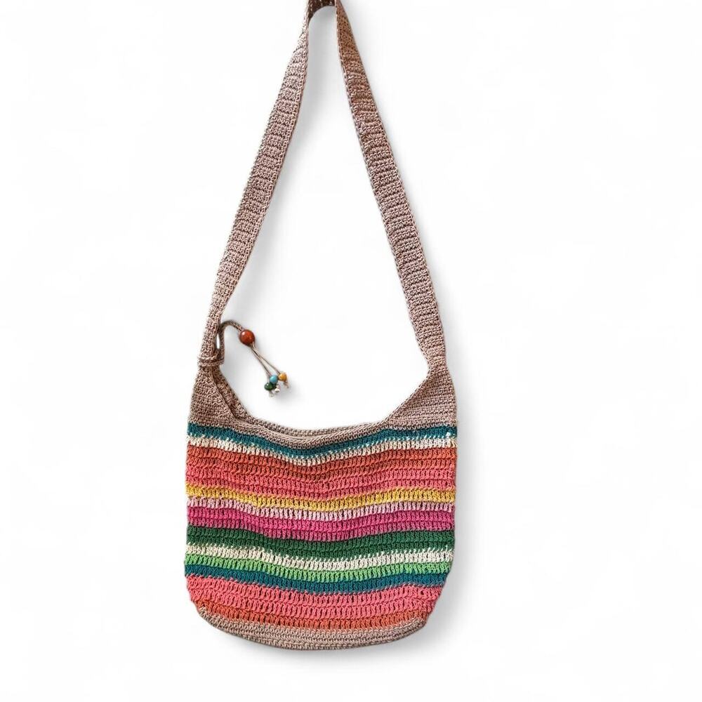 Multi colouredrainbow slouchy crochet shouldercrossbody bag